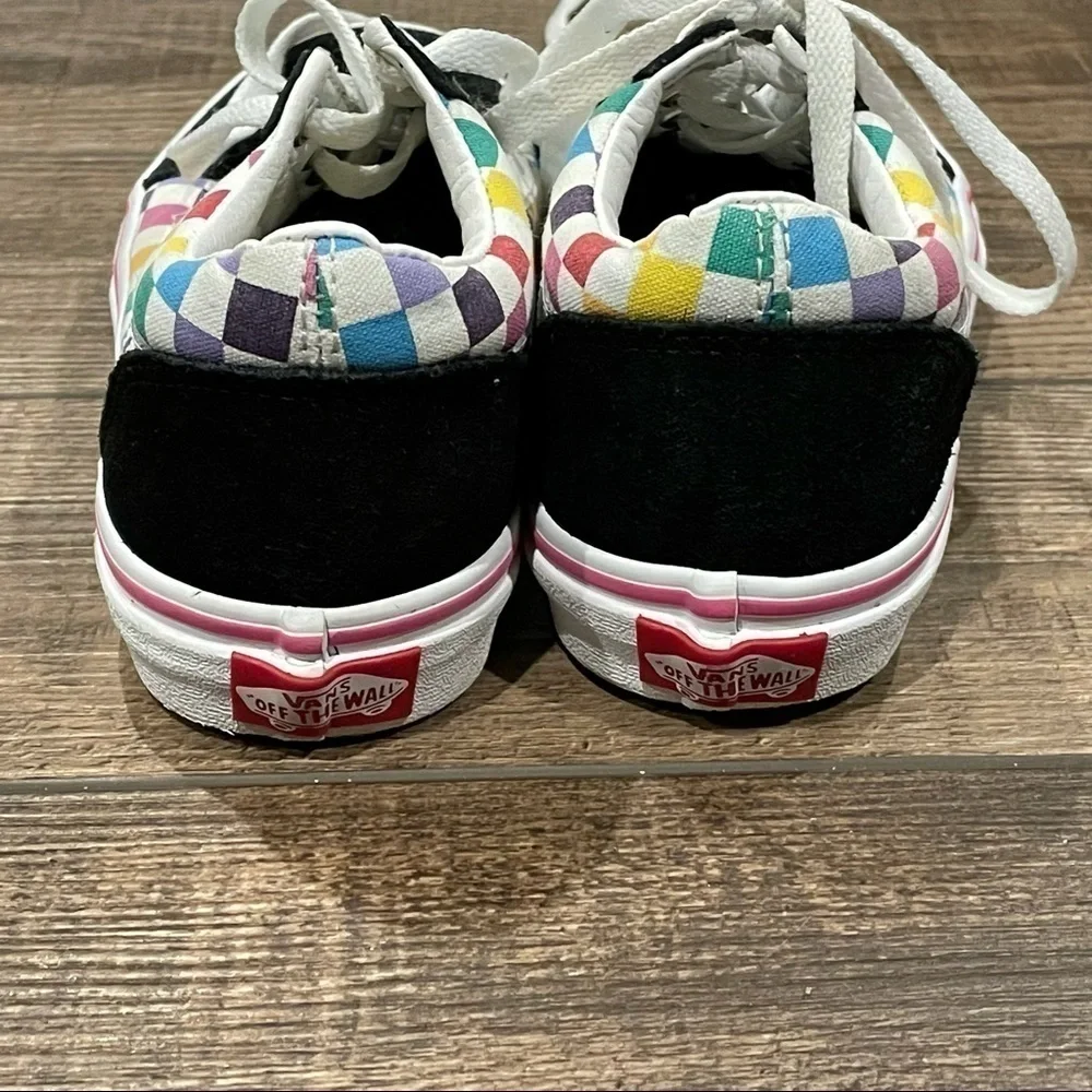 VANS Old Skool Rainbow Checkerboard Skate Shoes Youth Size 3 Unisex